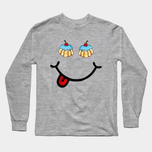 Cupcake & Smile (in the shape of a face) Long Sleeve T-Shirt